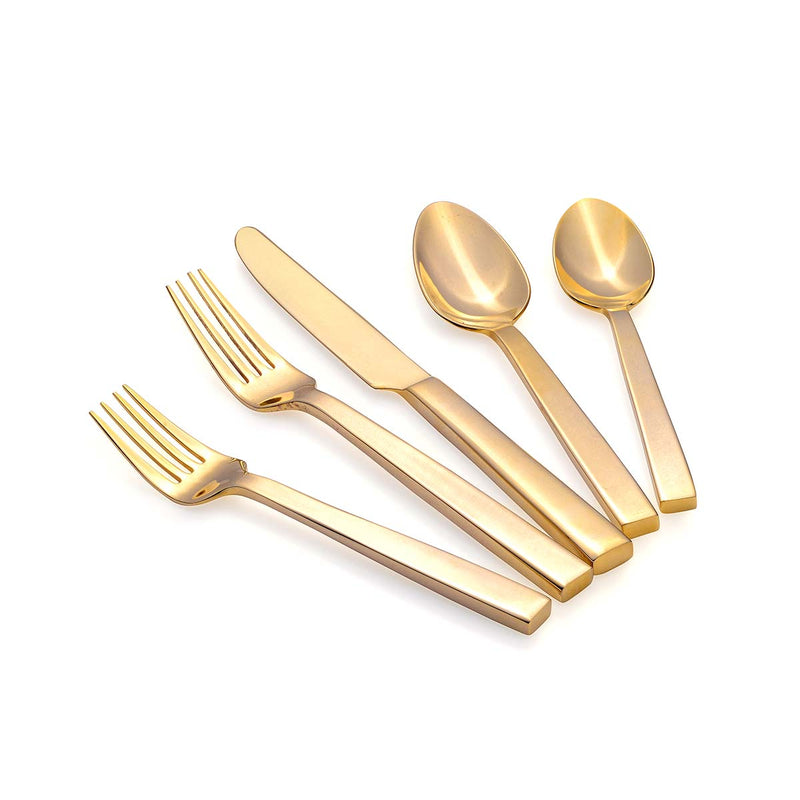 seetu kohli home, Stylish Fork & spoon, ACEDEMY - 5 PIECE PLACE SET, GOLD